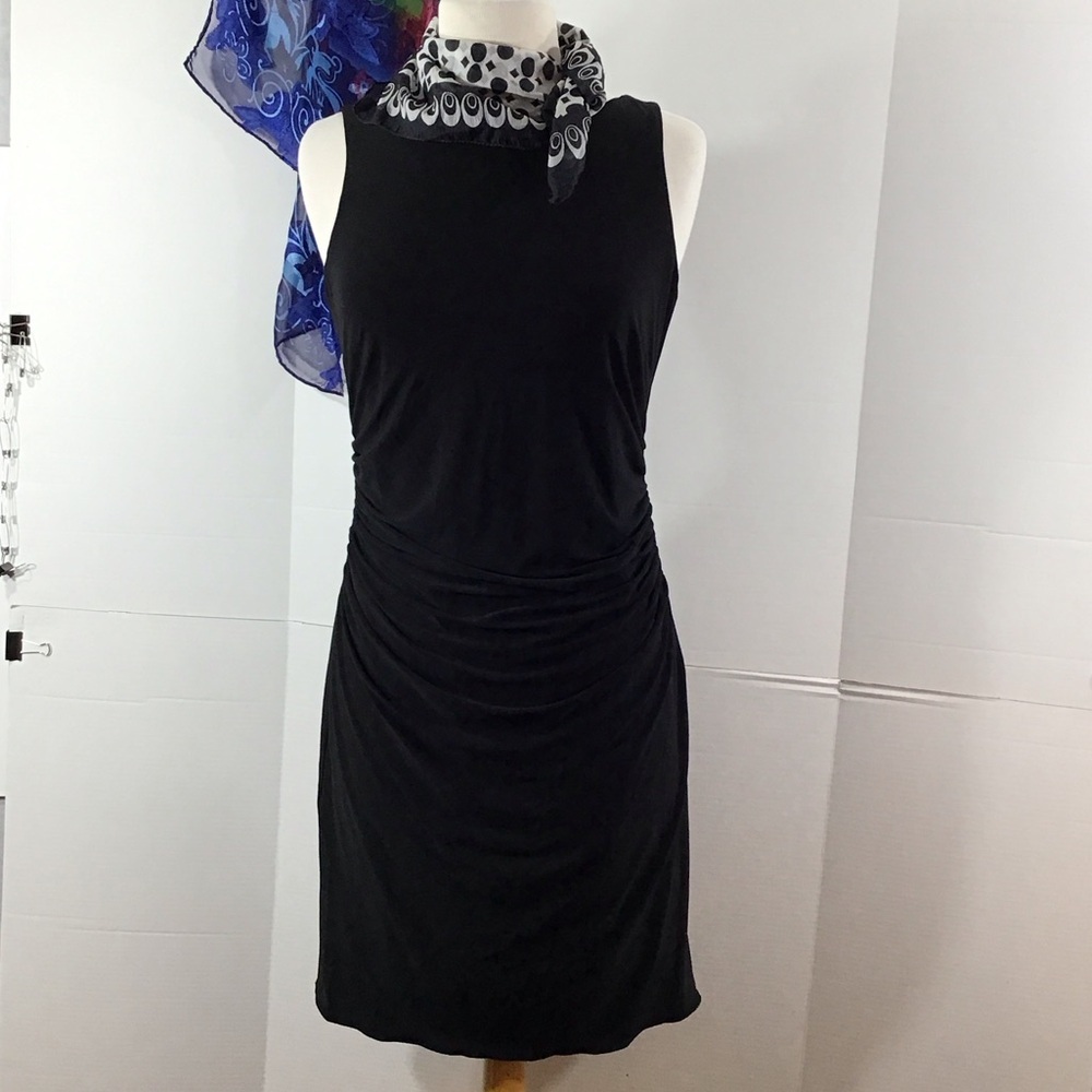 JS Boutique Black Sleeveless Jersey Ruched Waist Mini Dress 8